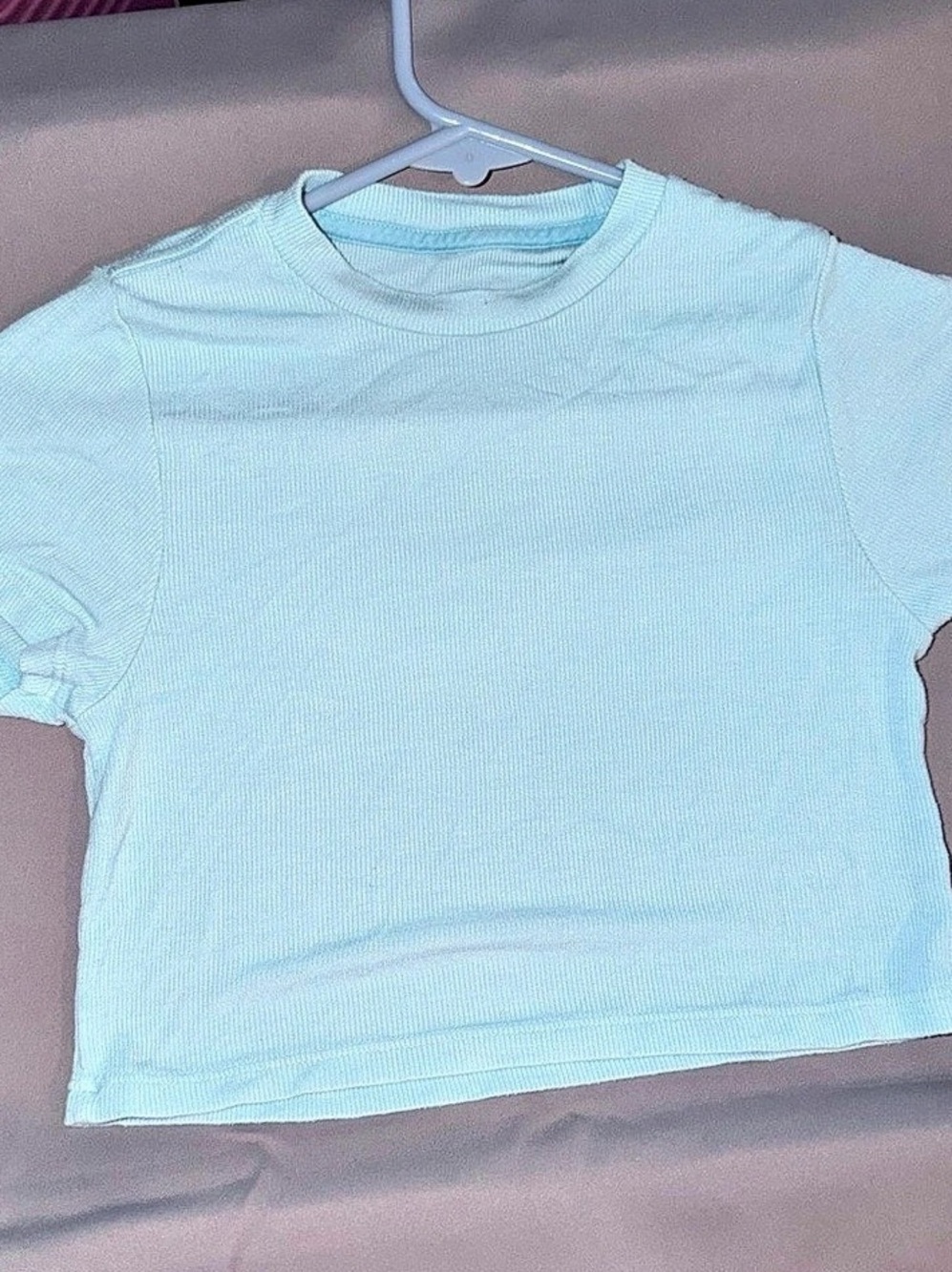 SET ACTIVE Ribbed Short Sleeve Crop Top in Blue Size Small